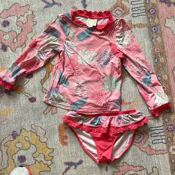 The Beaufort Bonnet Company Pink and Green Kids Swim Bikini - Picture 1 of 3